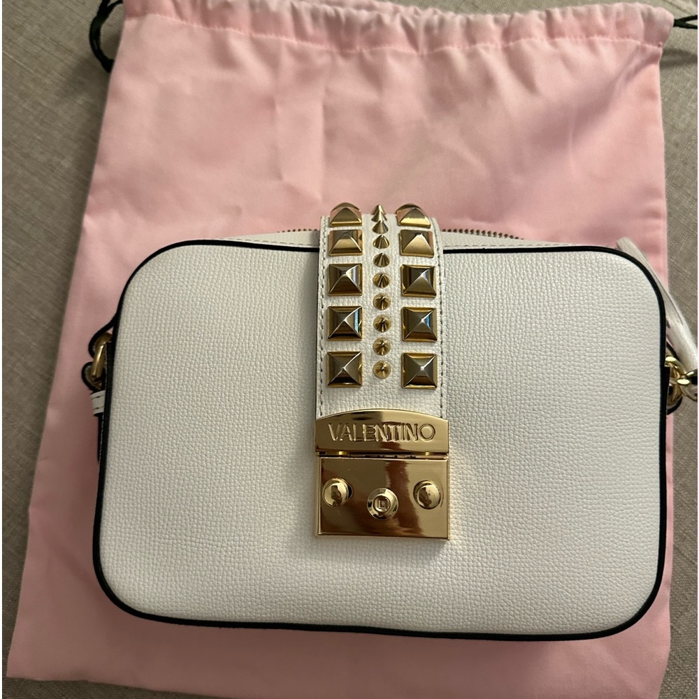 Valentino White Studded Crossbody Bag